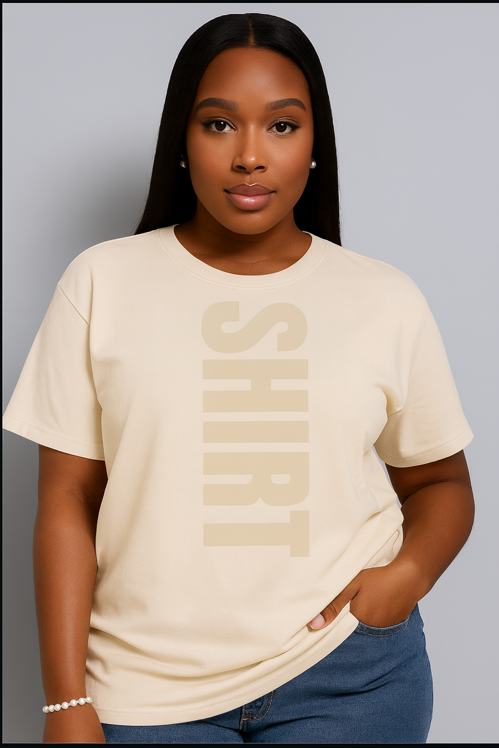 SHIRT Boxy Heavyweight Tee – Creme Tone-on-Tone Streetwear Essential