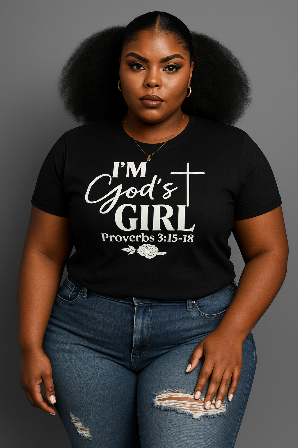 I'mm GOD's Girl Proverbs 3:15-18 Black & White Tee