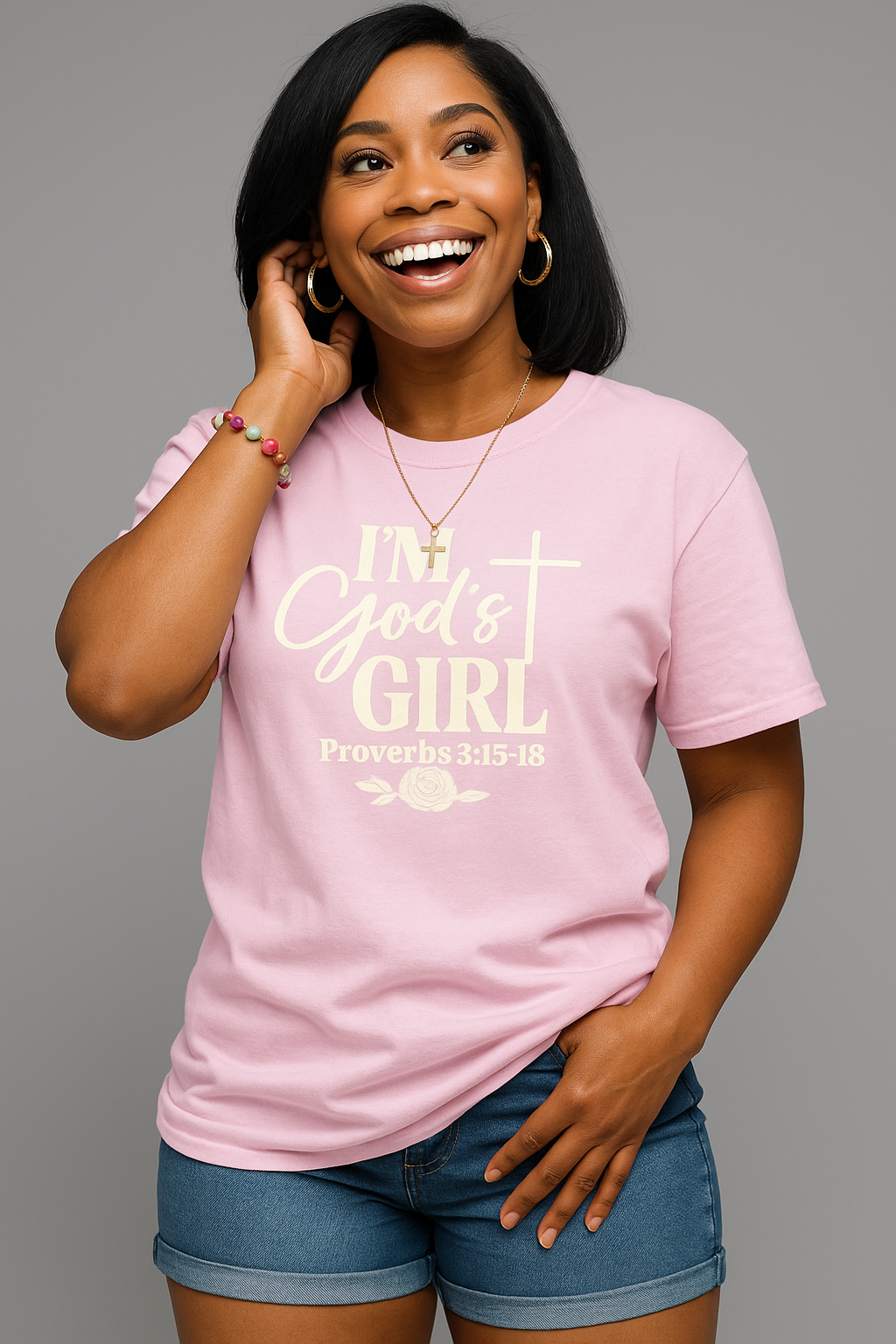 I'm GOD's Girl - Proverbs 3: 15- 18 Blush & Creme Tee