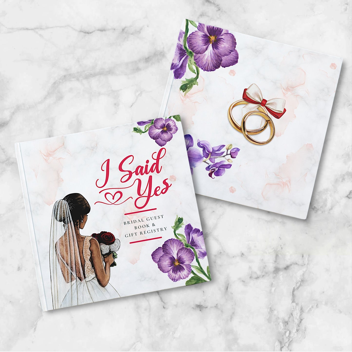 "I Said Yes" Bridal Guest Book & Gift Registry - Crimson & Creme Edition