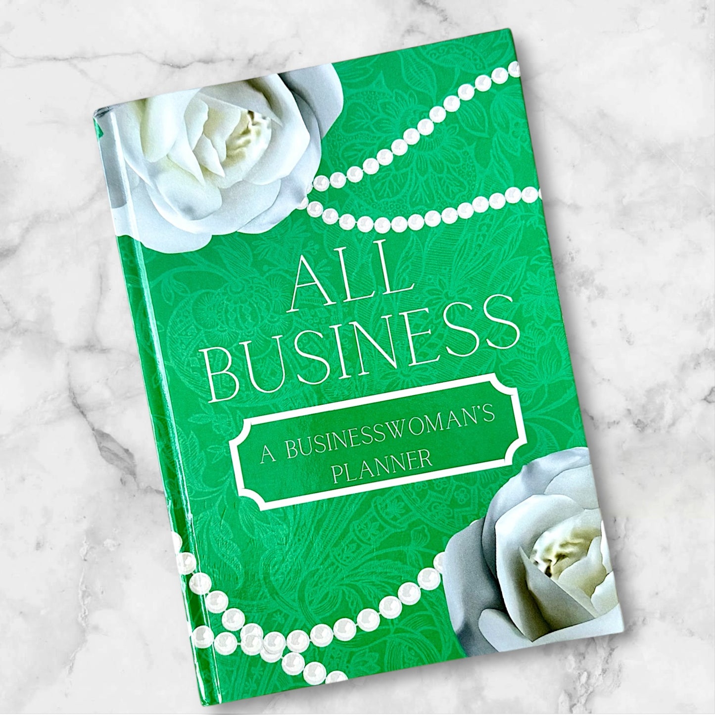 ALL BUSINESS: An Emerald Green & White Businesswoman's Planner