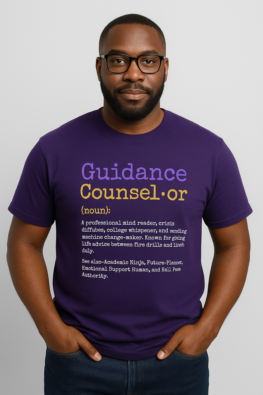 Guidance Counselor Tee - Purple & Gold Edition