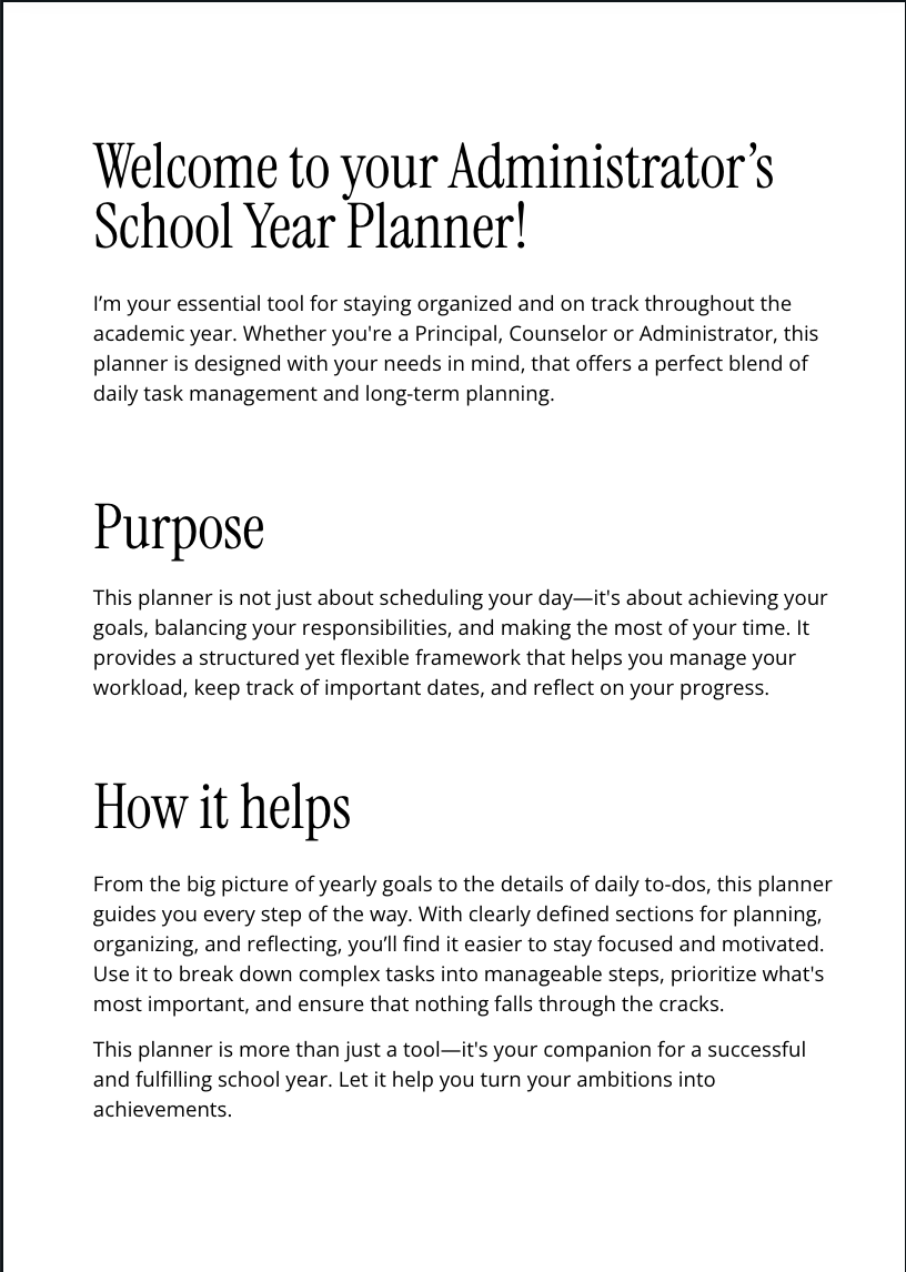 SIGMA. Administrator's Planner