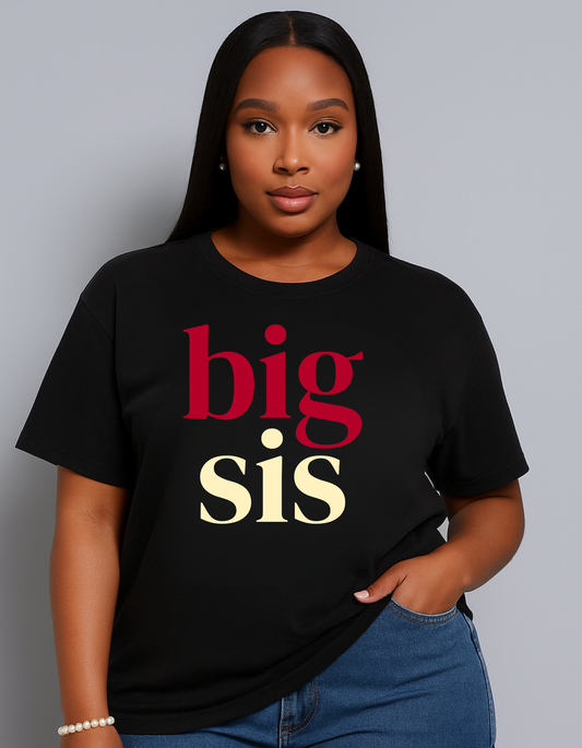 BIG SIS™ Premium Oversized Tee — Crimson & Creme