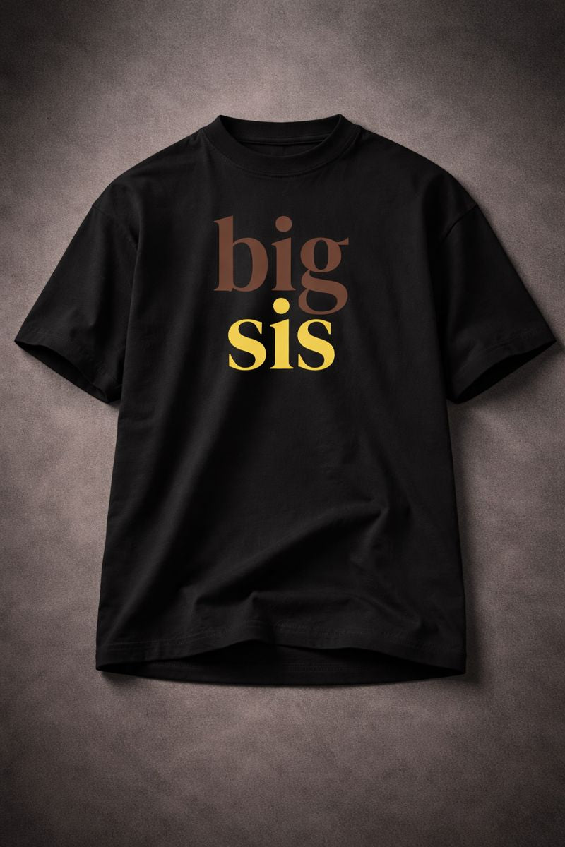 BIG SIS™ Premium Oversized Tee —Brown & Gold
