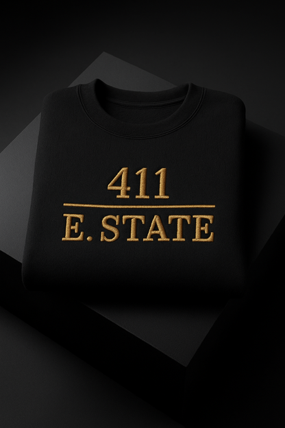 411 E. State Premium Embroidered Crewneck