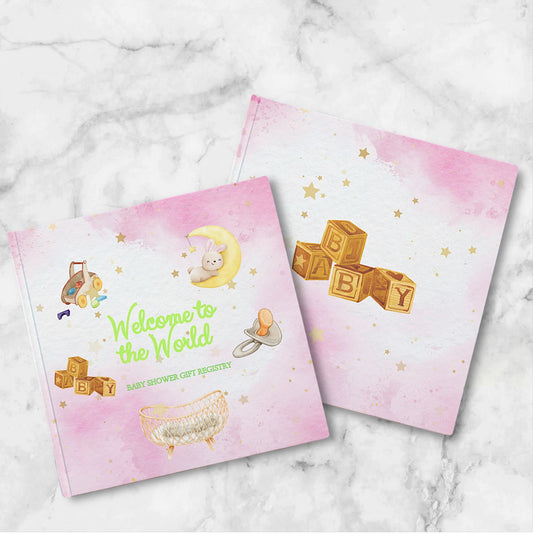 Welcome To The World - Baby Shower Gift Registry - Pink & Green Edition