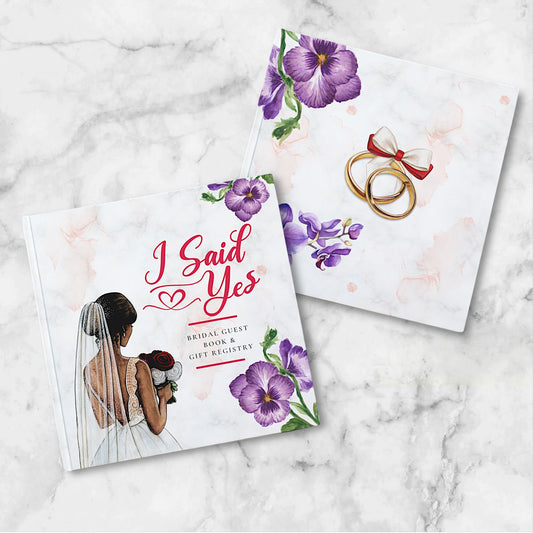 "I Said Yes"  Bridal Guest Book & Gift Registry - Crimson & Creme Edition