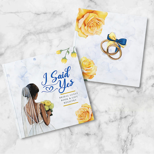 "I Said Yes"  Bridal Guest Book & Gift Registry - Royal Blue & Gold Edition