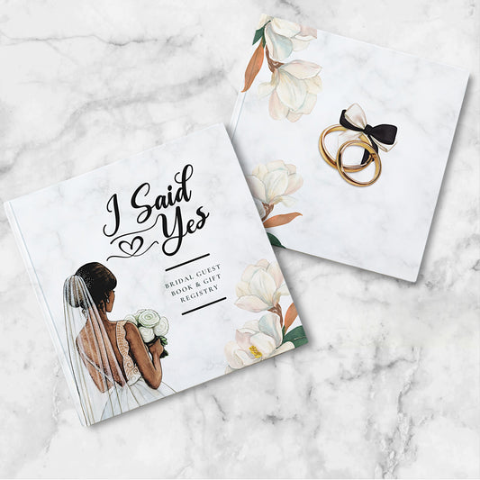 "I Said Yes"  Bridal Guest Book & Gift Registry- Black & White Edition