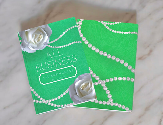 ALL BUSINESS: An Emerald Green & White Businesswoman's Planner