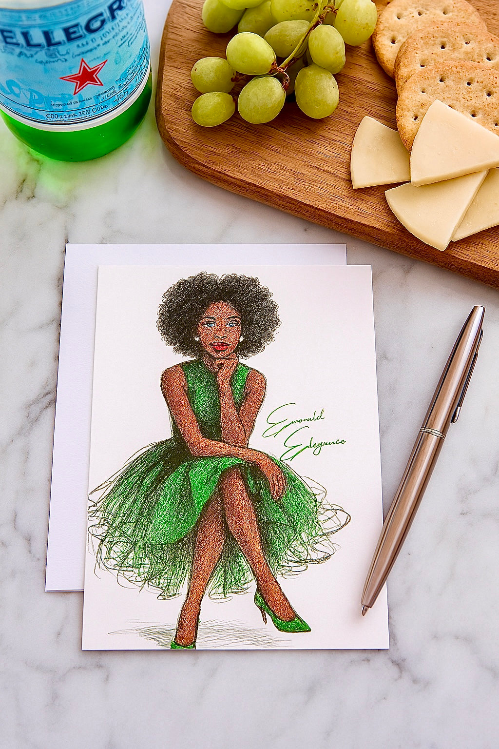 Emerald Elegance Pack of 10 Blank Note Cards (US & CA)