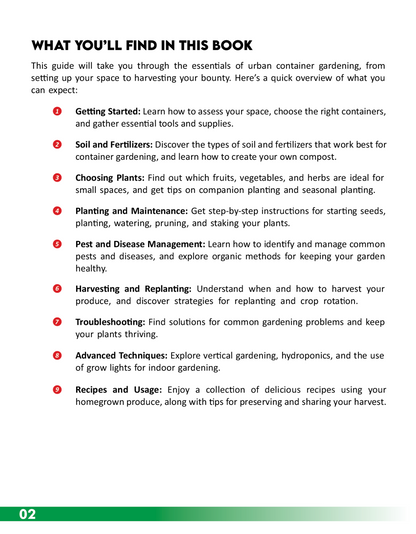 The Urban Harvest: An EBook Guide to Urban Container Gardening| Growing|Harvesting your own food|Recipes Included